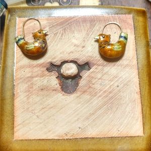 Adorable Vintage Cloisonne Bird Earrings
